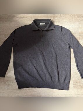 Fioroni 100% Cashmere polo sweater size 56 XXL Brown Made in Italy